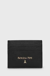 Portfele - Patrizia Pepe etui na karty skórzane damski kolor czarny - grafika 1