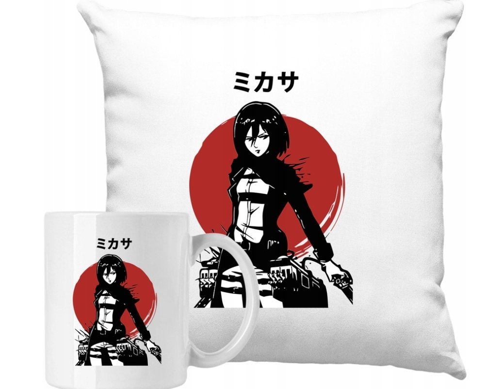 ZESTAW PODUSZKA + KUBEK Attack On Titan Pomysł Na Prezent +IMIĘ #2