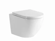 Miski WC - Tornado Miska WC wisząca wirowa bezkołnierzowa z deską wolnoopadającą z duroplastu - miniaturka - grafika 1