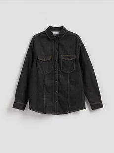 Reserved - Jeansowa koszula oversize - szary - Koszule damskie - miniaturka - grafika 1