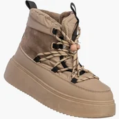 Botki damskie - Śniegowce Damskie Buty Ocieplane Na Platformie Na Zimę Beżowe Potocki 24-72302BG Beżowy 39 - miniaturka - grafika 1