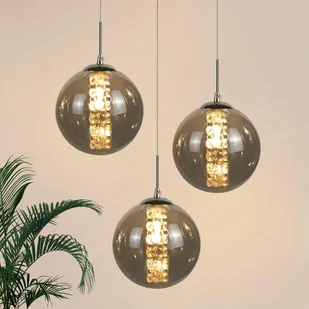 ZMH lampa wisząca stół jadalny 3 płomienie szara lampa wisząca regulowana wysokość żyrandol lampa wisząca szkło do salonu sypialnia kuchnia korytarz - Lampy sufitowe - miniaturka - grafika 1