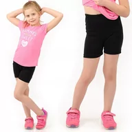Legginsy - Krótkie spodenki na WF Legginsy 1/2 Kolarki Dziecięce Getry Czarne 134 - miniaturka - grafika 1