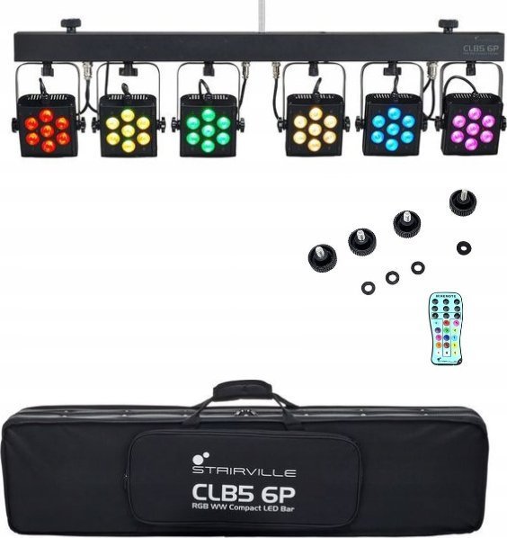 Zestaw 6 Reflektorów Stairville CLB5 6P RGB WW LED+ Pilot na Podczerwień