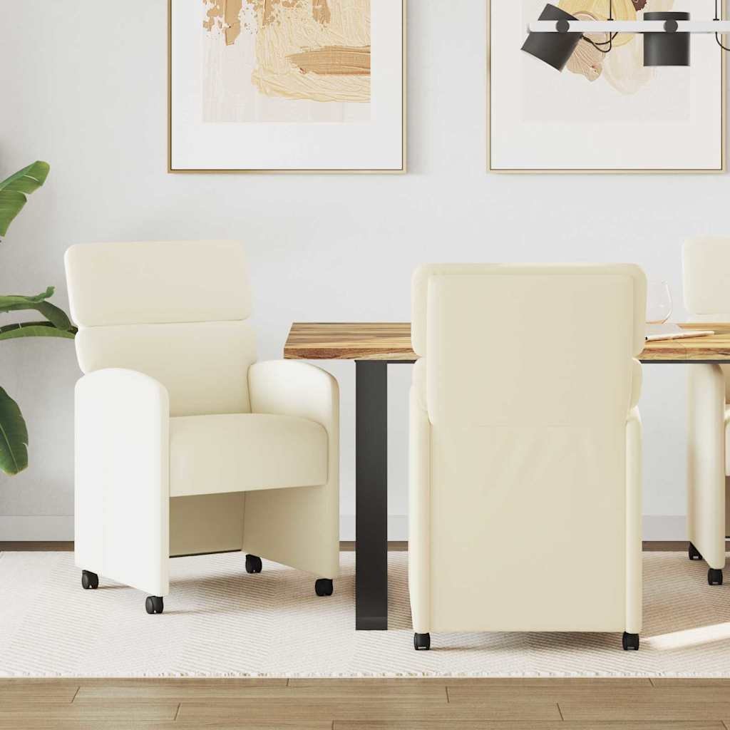 vidaXL vidaXL Krzesełka jadalne na kółkach 2 pcs Kremowy 58 x 65 x 98 cm