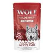 Mokra karma dla psów - Wolf of Wilderness "Triple Taste" ,12 x 125 g - Canadian Woodlands - Wołowina, dorsz, indyk - miniaturka - grafika 1