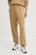 Spodnie damskie - Tommy Hilfiger spodnie dresowe bawełniane kolor beżowy gładkie WW0WW42883 - miniaturka - grafika 1