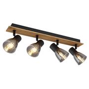 Lampy sufitowe - Globo Claude 54307-4W listwa plafon lampa sufitowa spot 4x40W E14 drewniany/dymiony - miniaturka - grafika 1