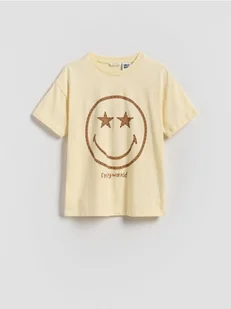 Reserved - T-shirt SmileyWorld® - beżowy - Koszulki dla dziewczynek - miniaturka - grafika 1