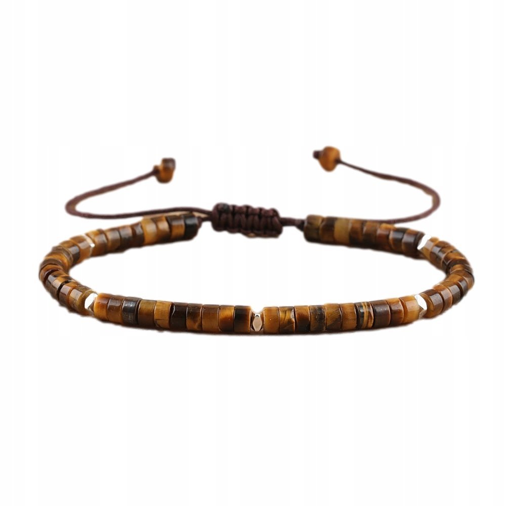 Bransoletka Koraliki Kamień Naturalny Tygrysie Oko 2 x 4 mm Regulowany