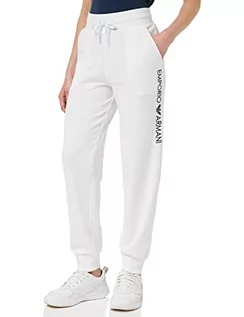 Spodnie damskie - Emporio Armani Damskie spodnie Iconic Terry ze mankietami, biały, XL - grafika 1