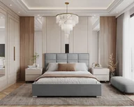 Łóżka - Łóżko tapicerowane APOLLO z pojemnikiem i stelażem podnoszonym - 180x200 - TRINITY - Szary - miniaturka - grafika 1