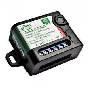 DTM System Odbiornik NANO2 DUO 433MHz 1- kanałowy 12-24V - Akcesoria do bram - miniaturka - grafika 1