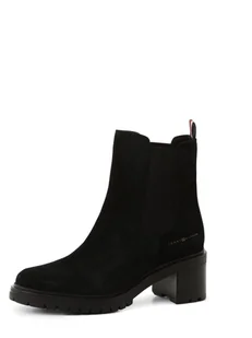 Tommy Hilfiger - Skórzane botki damskie, czarny - Botki damskie - miniaturka - grafika 1