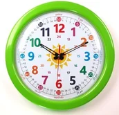 Zabawki interaktywne dla dzieci - Duży zegar do nauki odczytu czasu zielony/ 32,5cm - miniaturka - grafika 1