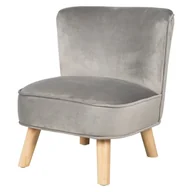 Fotele i pufy dla dzieci - Jasnoszary aksamitny fotel dziecięcy Lil Sofa – Roba - miniaturka - grafika 1
