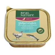 Mokra karma dla kotów - REAL NATURE Adult 16 x 100 g Drób z łososiem, ziemniakami i olejem z krokosza barwierskiego, w galarecie - miniaturka - grafika 1