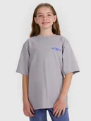 Koszulki dla dziewczynek - 4F T-shirt oversize z nadrukiem dziewczęcy - szary 122 (6-7 lat) - miniaturka - grafika 1