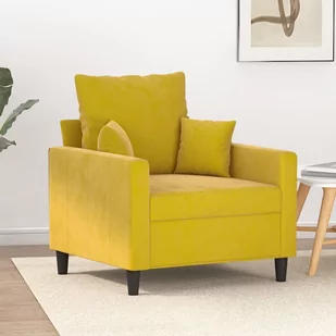 vidaXL Fotel, żółty, 60 cm, obity aksamitem - Fotele - miniaturka - grafika 1