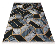 Dywany - Czarno-szary geometryczny dywan glamour Czarny mat B7-K10 - miniaturka - grafika 1