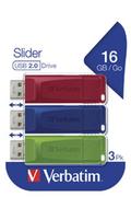 Pendrive - Verbatim 16GB Store 'n' Go Slider USB 2.0 (3-pack) - darmowy odbiór w 22 miastach i bezpłatny zwrot Paczkomatem aż do 15 dni - miniaturka - grafika 1