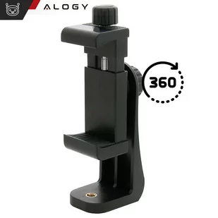 Uchwyt adapter na telefon do statywu selfie stick 1/4 Obrotowy 360 uniwersalny Alogy czarny - Selfie stick - miniaturka - grafika 14