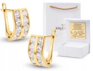 Biżuteria dla dzieci - ZŁOTE KOLCZYKI ANGIELSKIE CYRKONIA BIAŁA 585 - miniaturka - grafika 1