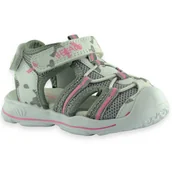 Buty dla dziewczynek - Sportowe dziewczęce sandałki Befado 170P076 Szare - miniaturka - grafika 1