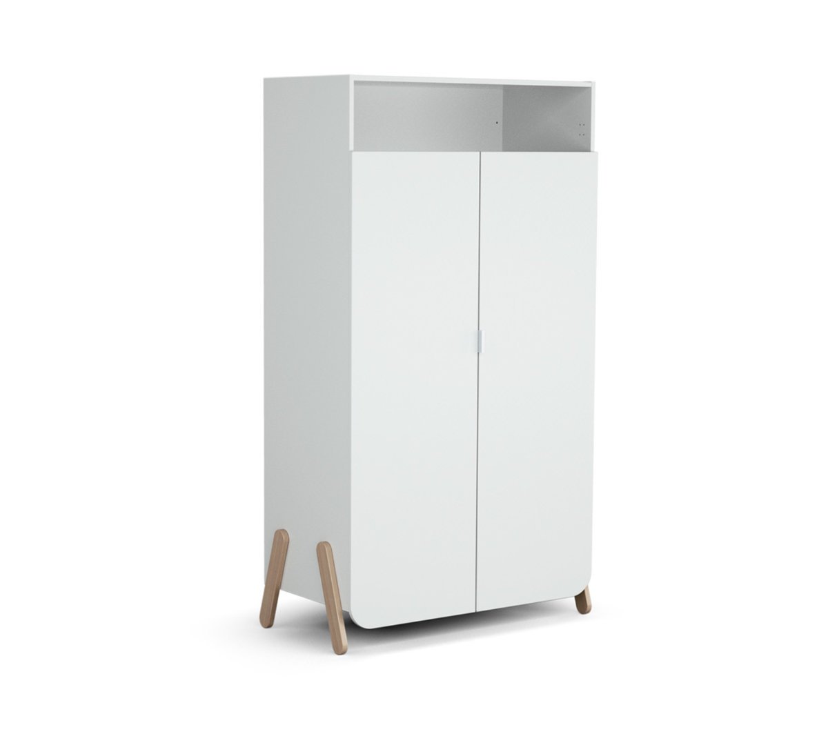 AT4 - Szafa dziecięca z 2 drzwiami drewnianymi PIRAT Biały i Buk 100 x 50 x 176 cm