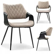 Krzesła - Krzesło Drewniane Giete Z Pikowanym Oparciem Renzo Czarne Beżowe - miniaturka - grafika 1