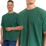 Koszulki męskie - T-SHIRT KOSZULKA MĘSKA KRÓTKI RĘKAW BAWEŁNA KLASYCZNA PRĄŻKOWANA MORAJ L GREEN - miniaturka - grafika 1