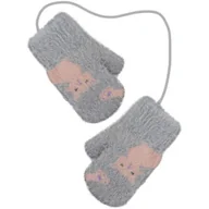 Rękawiczki dla dzieci - Dziewczęce miękkie rękawiczki z jednym palcem Noviti RZ049-G-01 Szare - miniaturka - grafika 1