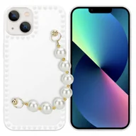 Etui i futerały do telefonów - Pokrowiec Do Apple iPhone 13 MINI Etui w Biały z perłami Obudowa Case Cover TPU Silicone Perły Cadorabo - miniaturka - grafika 1