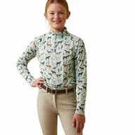 Koszulki jeździeckie - Ariat Bluzka młodzieżowa SUNSTOPPER 2.0 - aqua herd print - miniaturka - grafika 1