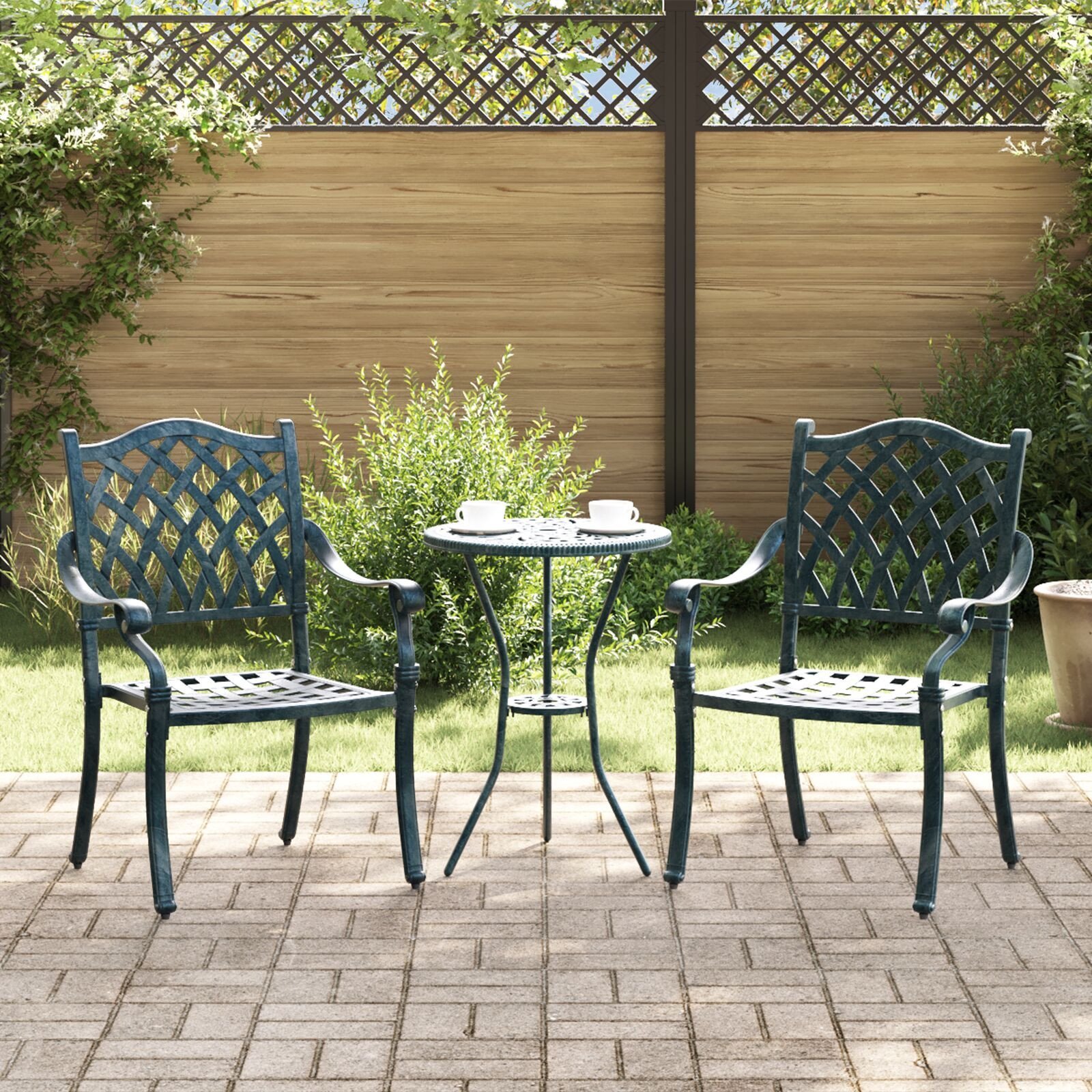 Krzesła ogrodowe vidaXL Ciemnozielone Aluminium 56 x 55 x 92,5 cm Trwałe