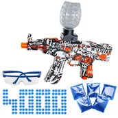 Zabawki militarne - Karabin automatyczny MP5 biało-czerwony na kulki żelowe + okulary + 4000 kulek ST620 - miniaturka - grafika 1