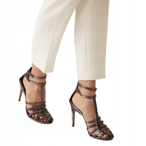 Reiss Damskie Sandały Metaliczne Szpilka 38 3l7