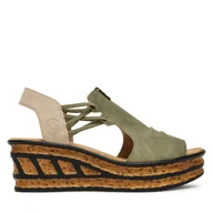 Sandały damskie - Sandały Rieker 68175-52 Zielony - miniaturka - grafika 1