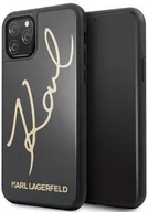 Etui i futerały do telefonów - Karl Lagerfeld Double Layers Tempered Glass Glitter Signature Case - Etui iPhone 11 Pro (czarny) - miniaturka - grafika 1