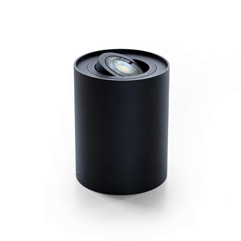 Lampa sufitowa GAMA-SR Reflektor natynkowy Oprawa natynkowa Ø96mm Reflektor obrotowy 45° Okrągły Czarny aluminium z gniazdem GU10