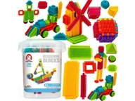 Klocki - KOLOROWE KLOCKI KONSTRUKCYJNE W WIADERKU, WAFLE - miniaturka - grafika 1