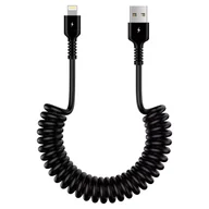 Kable USB - Kabel Alogy do ładowania spiralny samochodowy do iPone 3A 150cm USB A-Lightning czarny - miniaturka - grafika 1