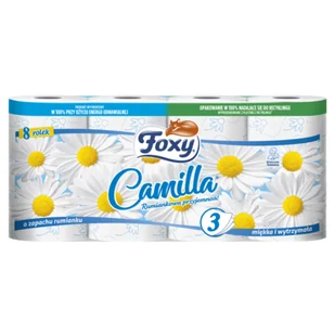 Papier toaletowy CAMILLA rumiankowy 3-warstwowy 8 rolek Foxy - Papier toaletowy - miniaturka - grafika 1