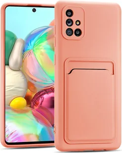 Etui na telefon komórkowy Samsung Galaxy A71 silikonowe etui ochronne z kieszenią na kartę Slim Wallet Case, różowe - Etui i futerały do telefonów - miniaturka - grafika 1