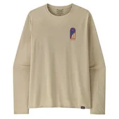 Koszulki sportowe męskie - Koszulka męska Patagonia M's L/S Cap Cool Daily Graphic Shirt - Lands Rozmiar: S / Kolor: beżowy - miniaturka - grafika 1