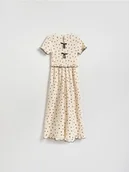 Sukienki i spódniczki dla dziewczynek - Reserved - Kombinezon w kropki - kremowy - miniaturka - grafika 1