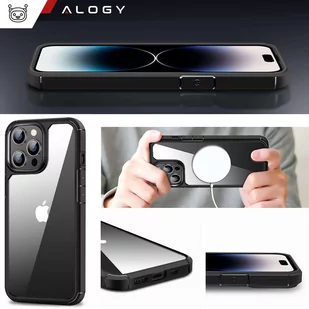 Etui Case do iPhone 14 Pro + zestaw 4 szkieł 5w1 pancerne 360 Alogy Hybrid 2x Szkło na ekran +2x obiektyw czarno-przezroczyste - Etui i futerały do telefonów - miniaturka - grafika 2