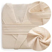 Szlafroki damskie - Szlafrok Gofer Waffle Bawełniany Murat XL Krem - miniaturka - grafika 1