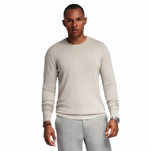 Męski sweter z okrągłym dekoltem z dzianiny - beżowy V1 OM-SWSW-0183 r. XXL - Swetry męskie - miniaturka - grafika 1