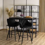 Taborety i hokery - Krzesło Barowe Tapicerowane Hoker SALEM Czarne Welurowe Nowoczesne Loft - miniaturka - grafika 1